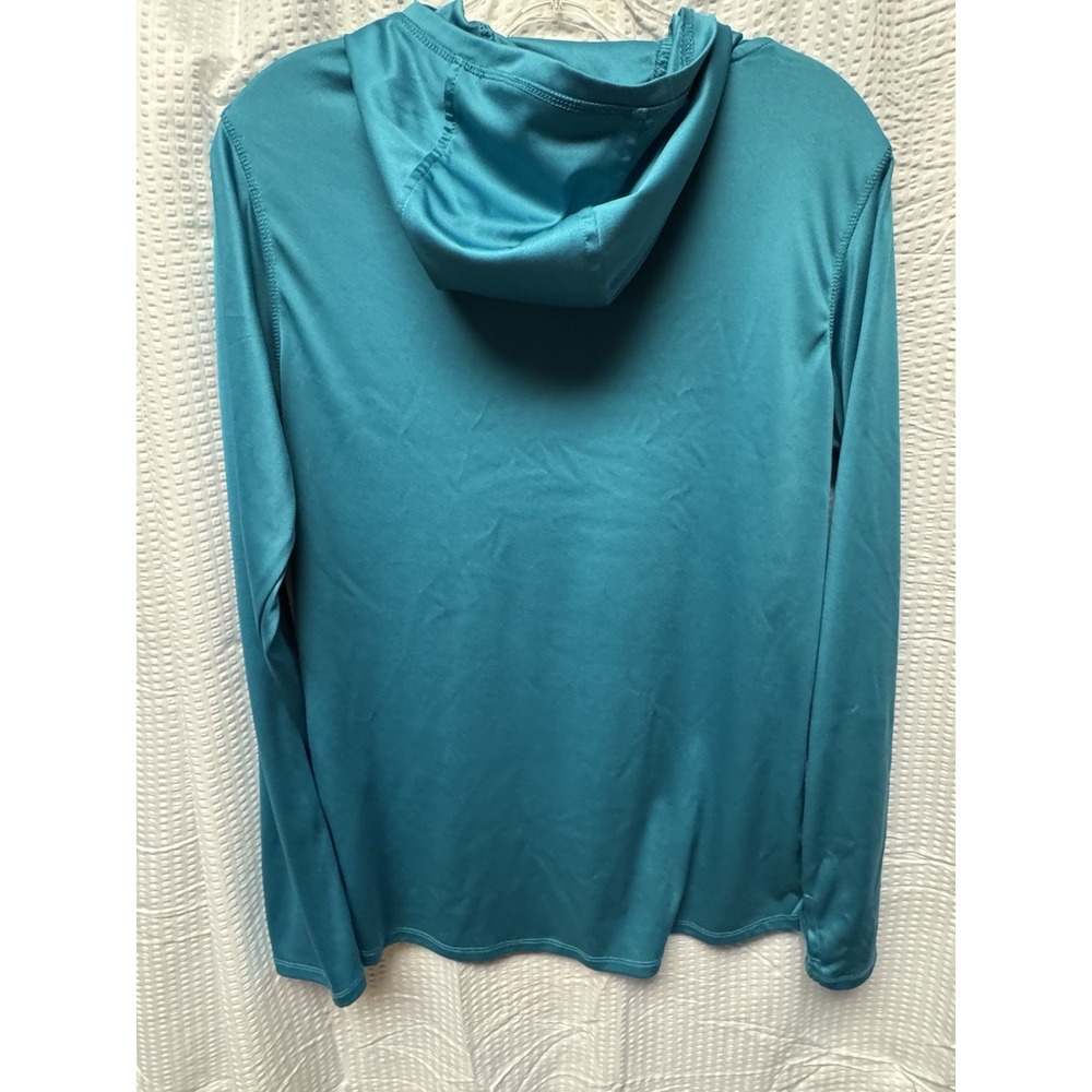 The American Outdoorsman for Women Teal Hooded Pullover w/ponytail thumb holes L - Picture 8 of 12